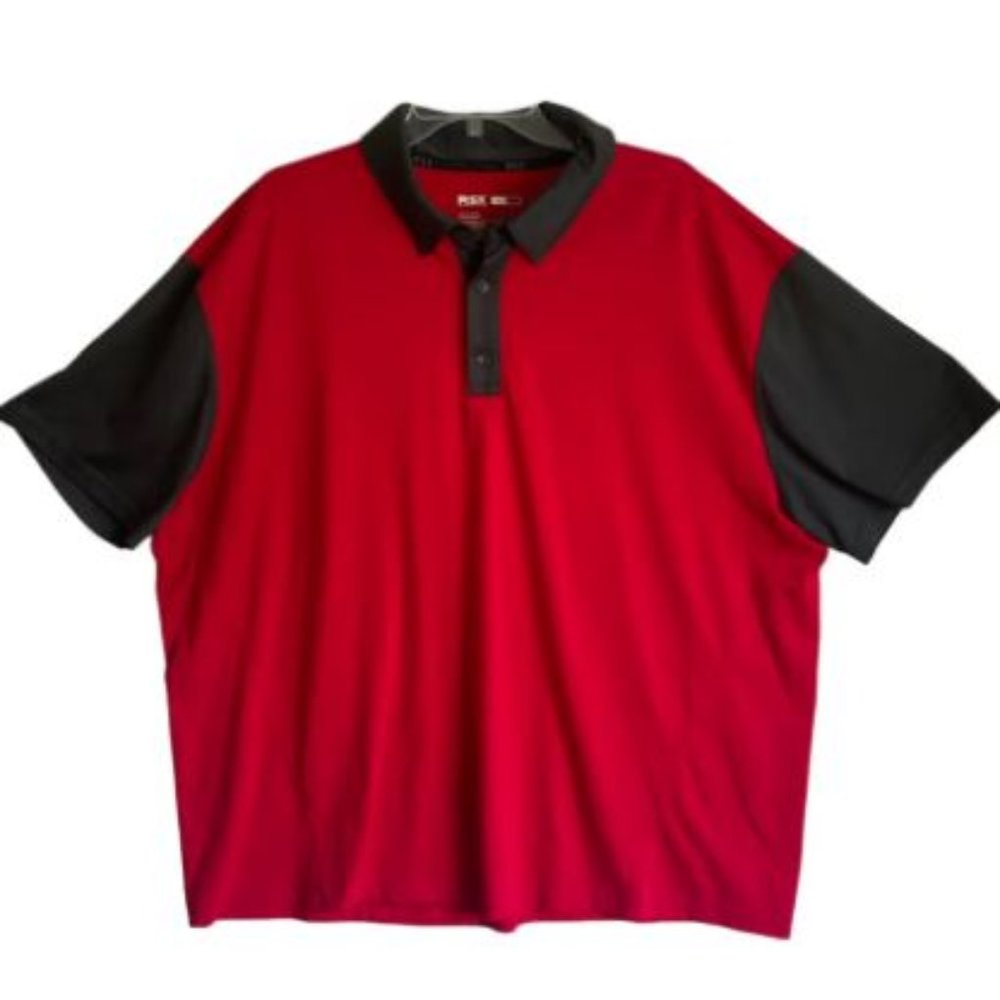 MSX By Michael Stahan Polo Shirt Mens 2XL Red Short Sleeve Gray Trim Nice